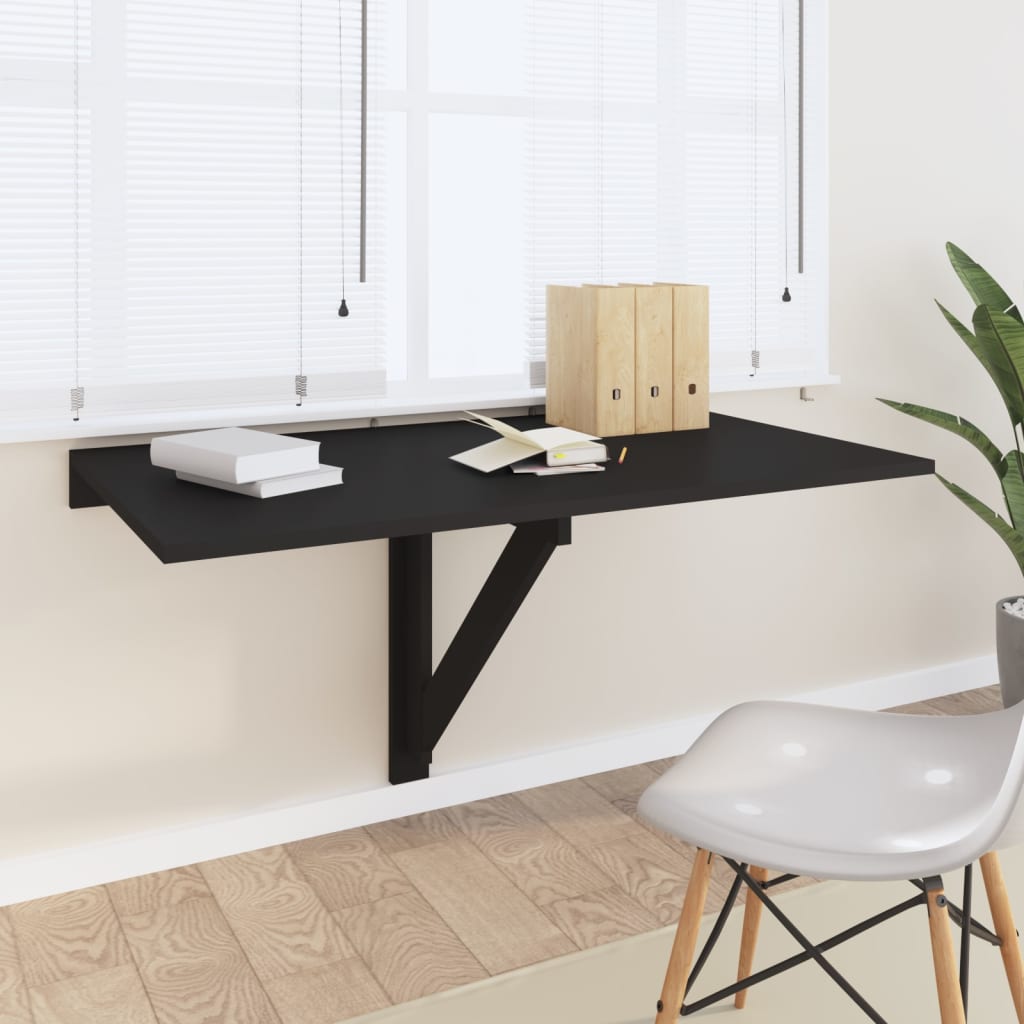 Folding Wall Table Black 100x60x56 cm Engineered Wood- Wall Shelves & Ledges - HomeShopIreland - 
