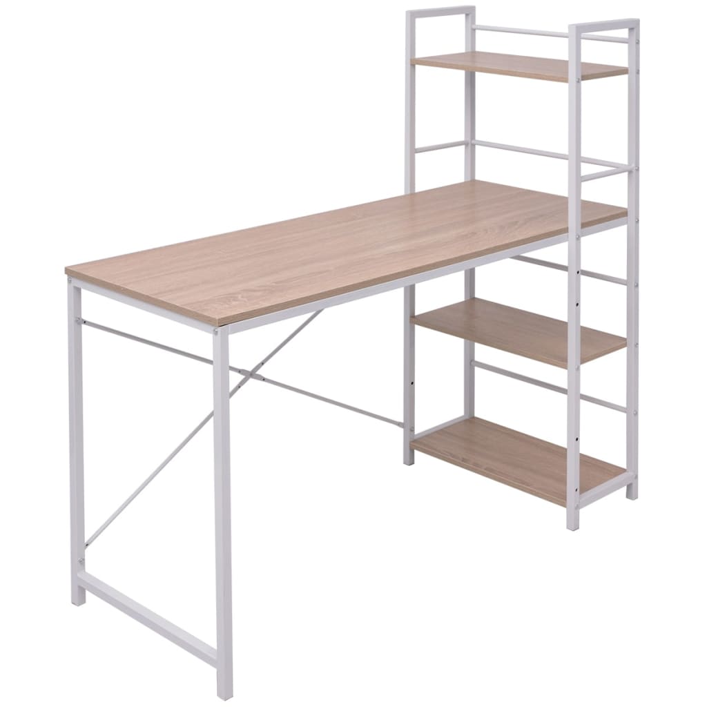 Desk with 4-Tier Bookcase Oak- Desks - HomeShopIreland - Home Shop Ireland - Desks - Desk with 4-Tier Bookcase Oak
