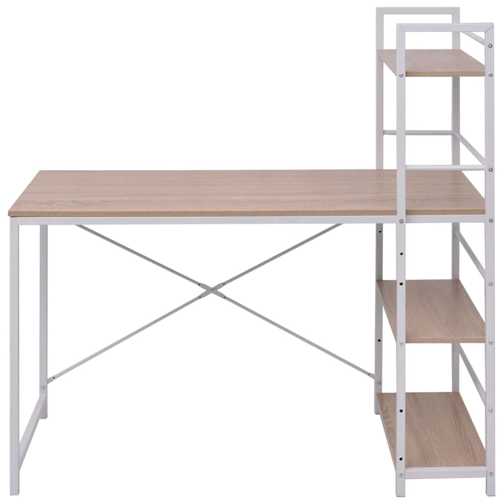 Desk with 4-Tier Bookcase Oak- Desks - HomeShopIreland - Home Shop Ireland - Desks - Desk with 4-Tier Bookcase Oak