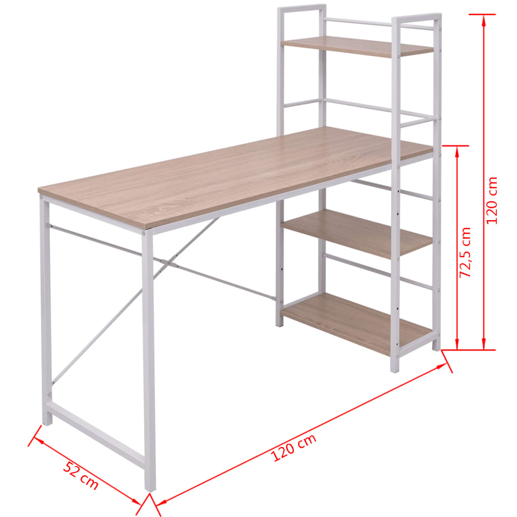 Desk with 4-Tier Bookcase Oak- Desks - HomeShopIreland - Home Shop Ireland - Desks - Desk with 4-Tier Bookcase Oak