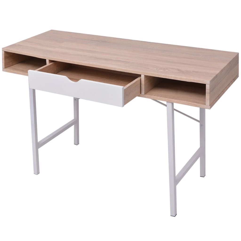 Desk with 1 Drawer Oak and White- Desks - HomeShopIreland - Home Shop Ireland - Desks - Desk with 1 Drawer Oak and White