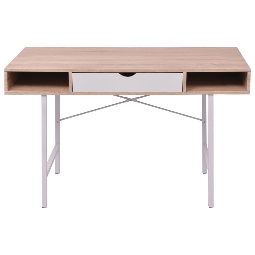 Desk with 1 Drawer Oak and White- Desks - HomeShopIreland - Home Shop Ireland - Desks - Desk with 1 Drawer Oak and White