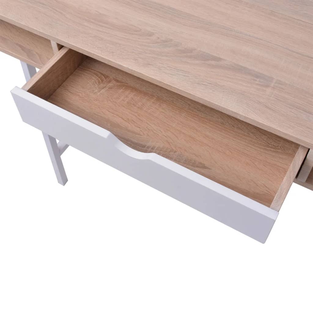 Desk with 1 Drawer Oak and White- Desks - HomeShopIreland - Home Shop Ireland - Desks - Desk with 1 Drawer Oak and White