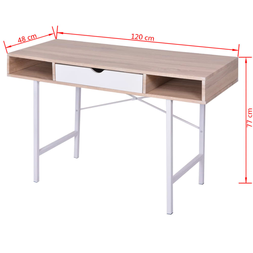 Desk with 1 Drawer Oak and White- Desks - HomeShopIreland - Home Shop Ireland - Desks - Desk with 1 Drawer Oak and White