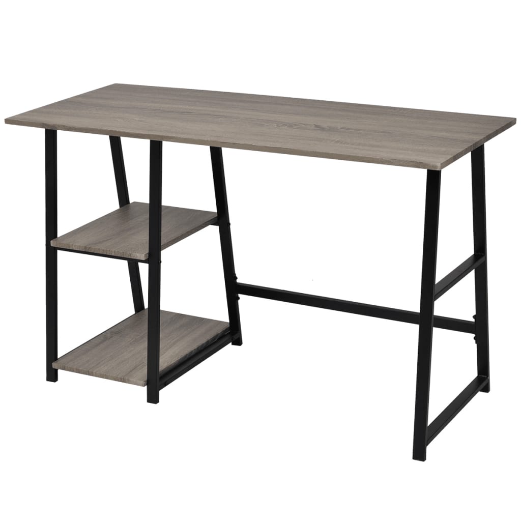 Desk with 2 Shelves Grey and Oak- Desks - HomeShopIreland - Home Shop Ireland - Desks - Desk with 2 Shelves Grey and Oak