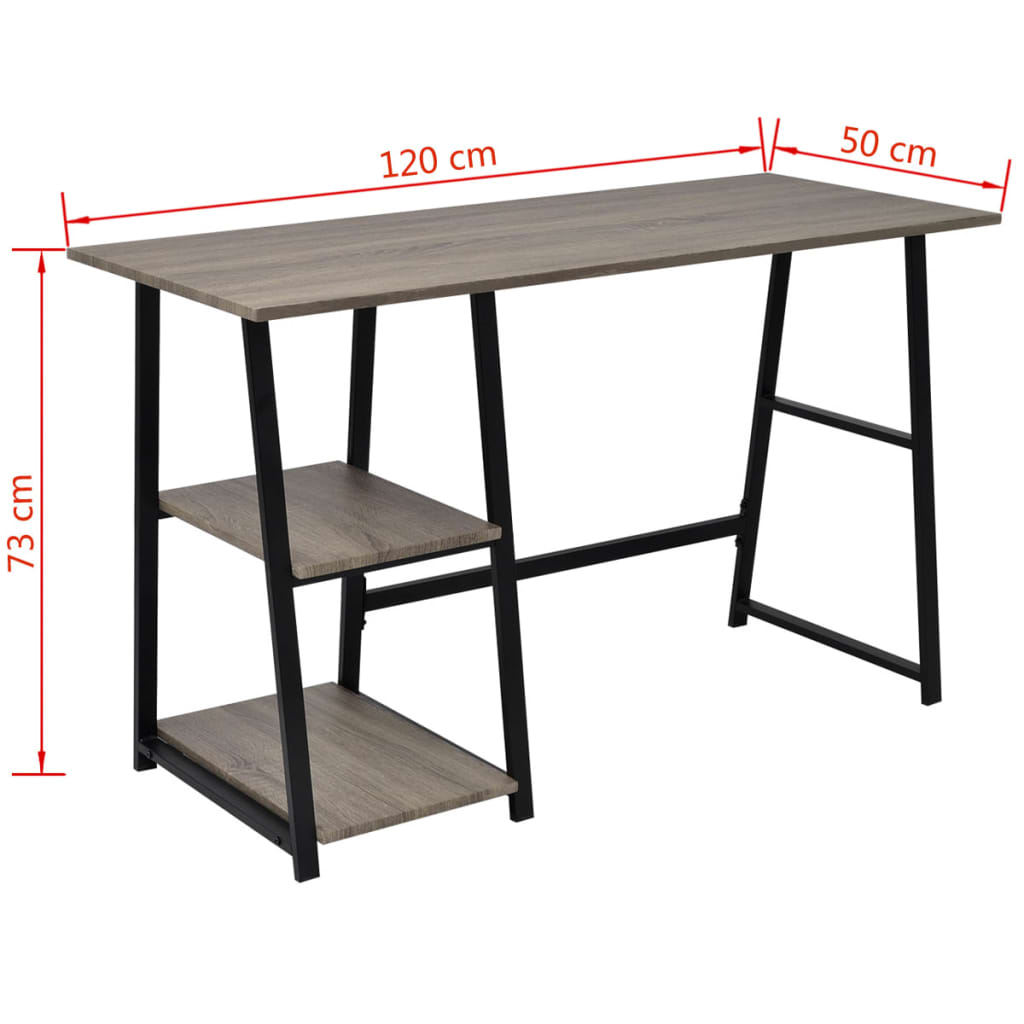 Desk with 2 Shelves Grey and Oak- Desks - HomeShopIreland - Home Shop Ireland - Desks - Desk with 2 Shelves Grey and Oak