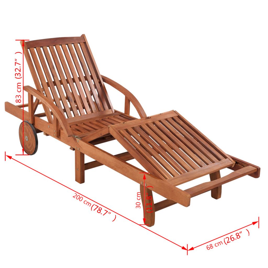 Sun Lounger with Table Solid Acacia Wood- Sunloungers - HomeShopIreland - Home Shop Ireland - Sunloungers - Sun Lounger with Table Solid Acacia Wood