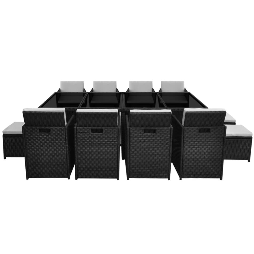 13 Piece Outdoor Dining Set with Cushions Poly Rattan Black- Outdoor Furniture Sets - HomeShopIreland - Home Shop Ireland - Outdoor Furniture Sets - 13 Piece Outdoor Dining Set with Cushions Poly Rattan Black