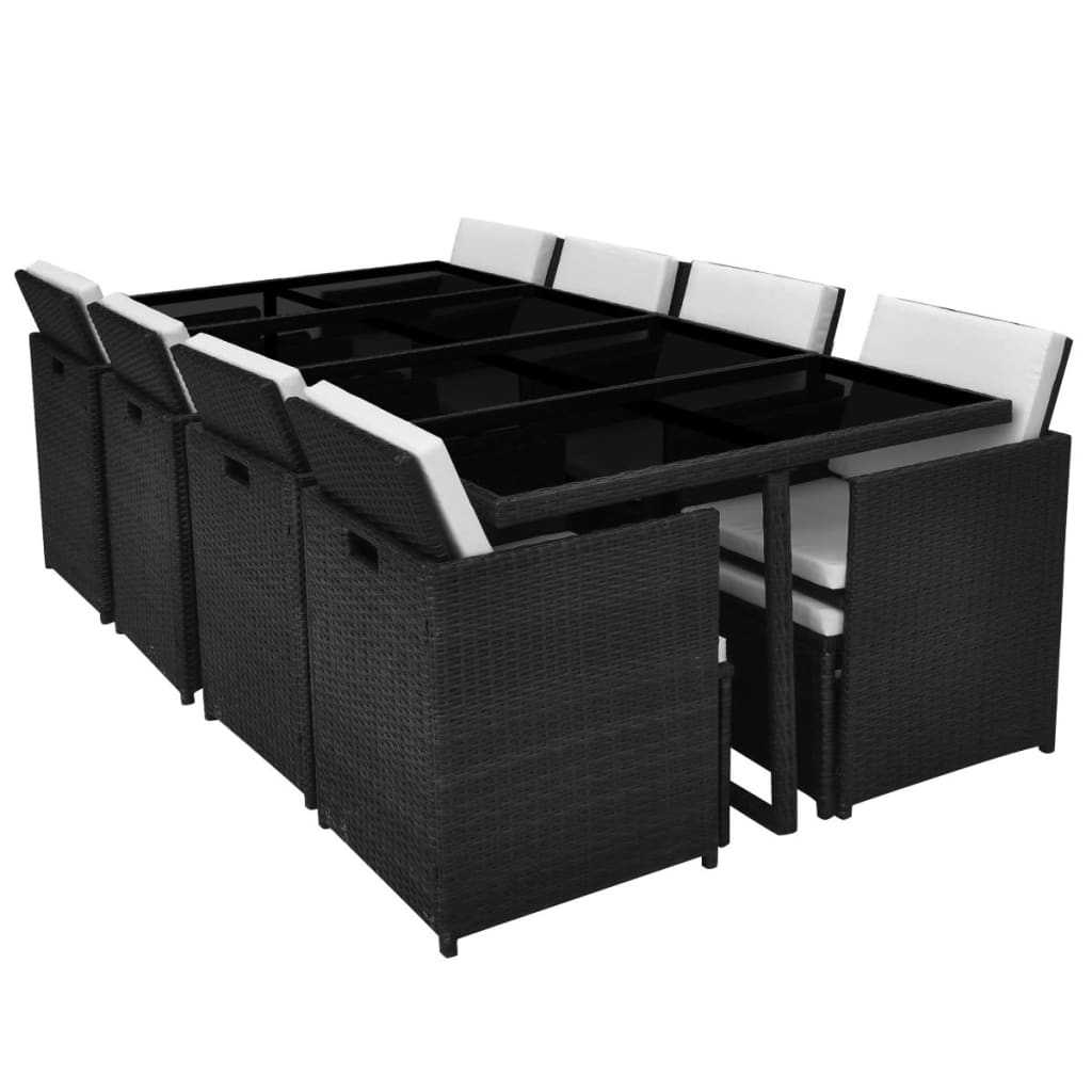 13 Piece Outdoor Dining Set with Cushions Poly Rattan Black- Outdoor Furniture Sets - HomeShopIreland - Home Shop Ireland - Outdoor Furniture Sets - 13 Piece Outdoor Dining Set with Cushions Poly Rattan Black
