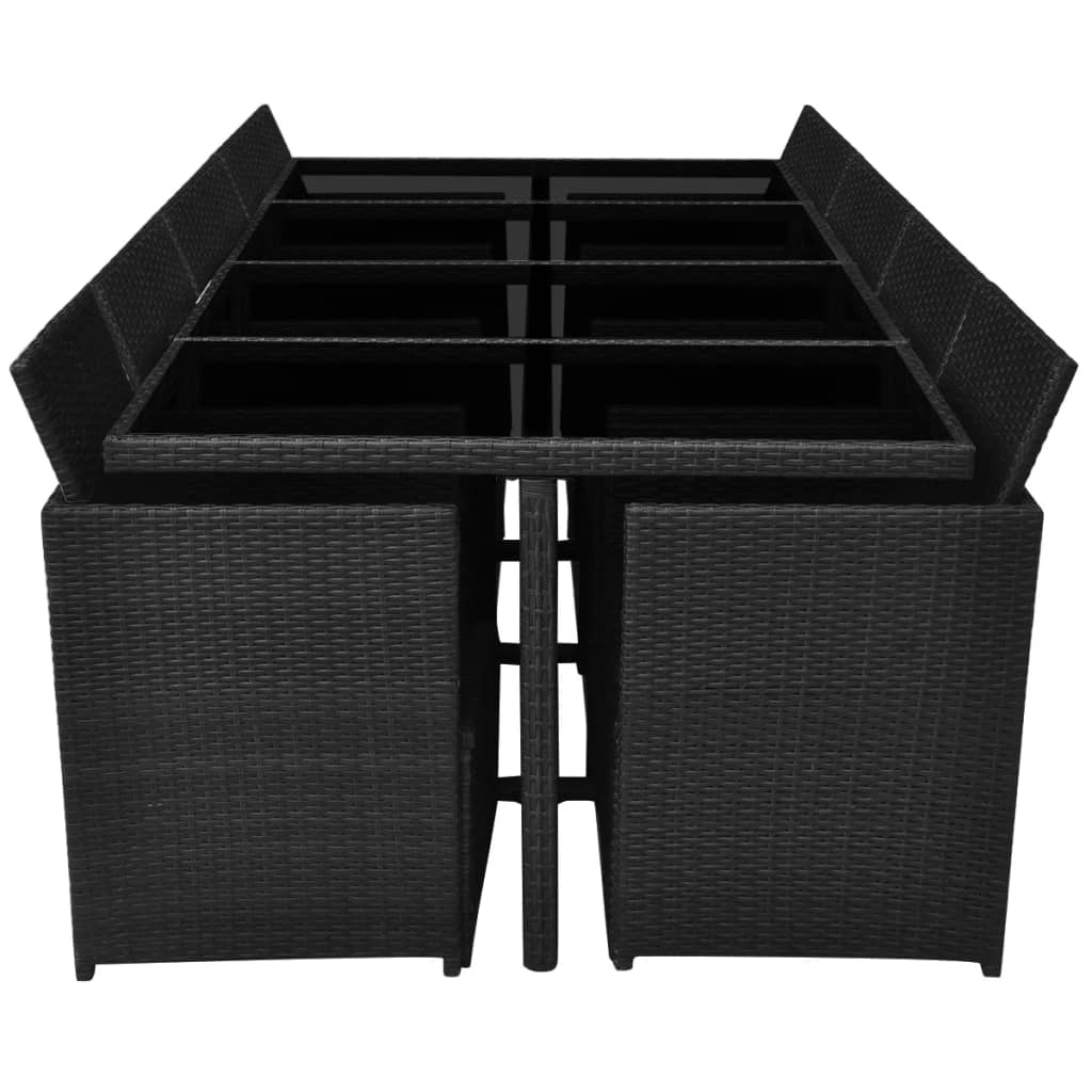 13 Piece Outdoor Dining Set with Cushions Poly Rattan Black- Outdoor Furniture Sets - HomeShopIreland - Home Shop Ireland - Outdoor Furniture Sets - 13 Piece Outdoor Dining Set with Cushions Poly Rattan Black