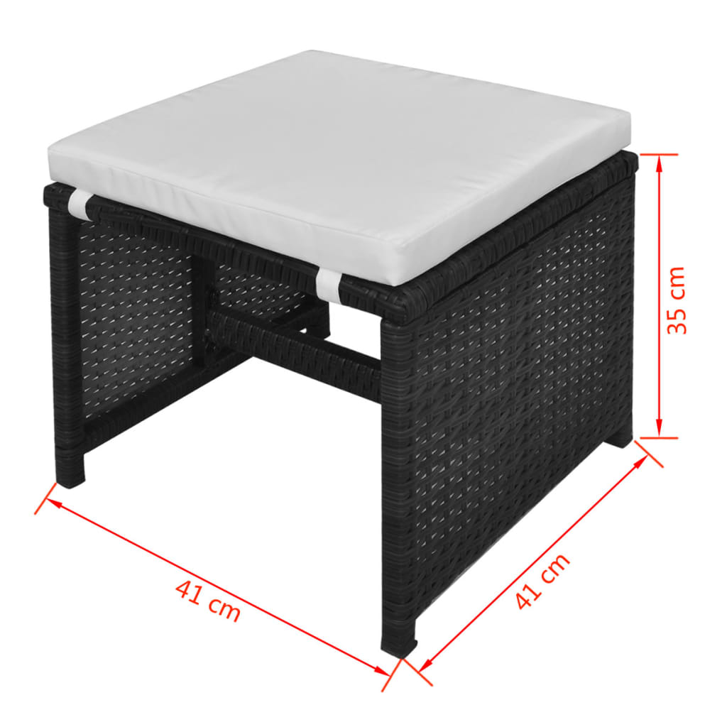 13 Piece Outdoor Dining Set with Cushions Poly Rattan Black- Outdoor Furniture Sets - HomeShopIreland - Home Shop Ireland - Outdoor Furniture Sets - 13 Piece Outdoor Dining Set with Cushions Poly Rattan Black