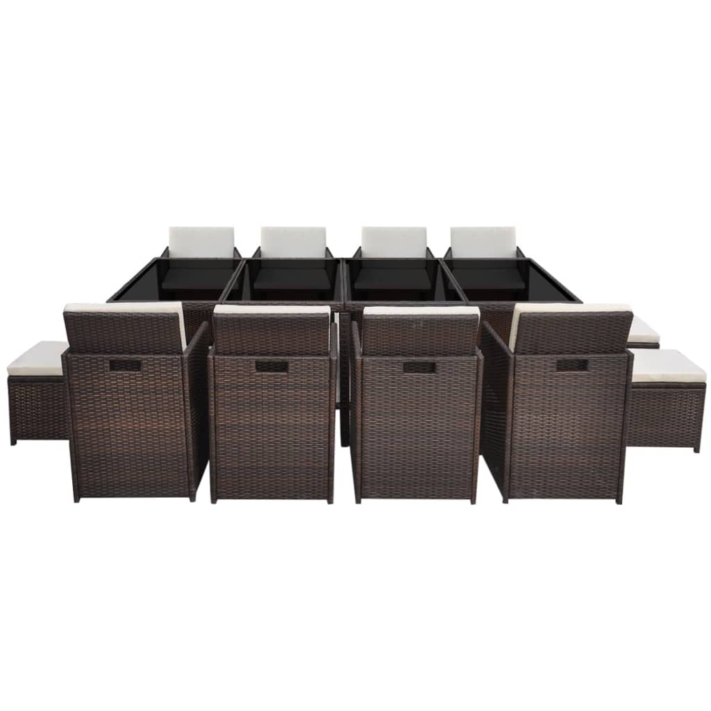 13 Piece Outdoor Dining Set with Cushions Poly Rattan Brown- Outdoor Furniture Sets - HomeShopIreland - Home Shop Ireland - Outdoor Furniture Sets - 13 Piece Outdoor Dining Set with Cushions Poly Rattan Brown