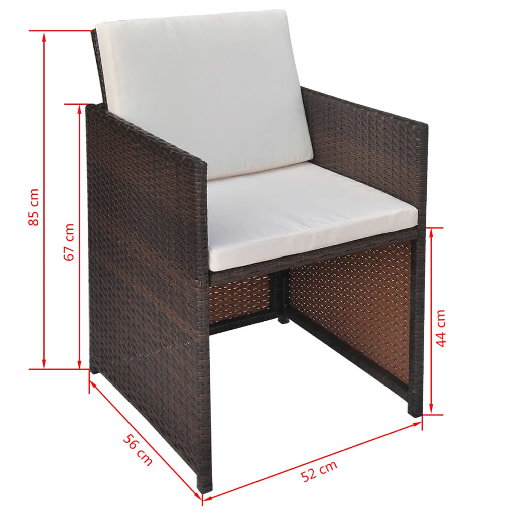 13 Piece Outdoor Dining Set with Cushions Poly Rattan Brown- Outdoor Furniture Sets - HomeShopIreland - Home Shop Ireland - Outdoor Furniture Sets - 13 Piece Outdoor Dining Set with Cushions Poly Rattan Brown