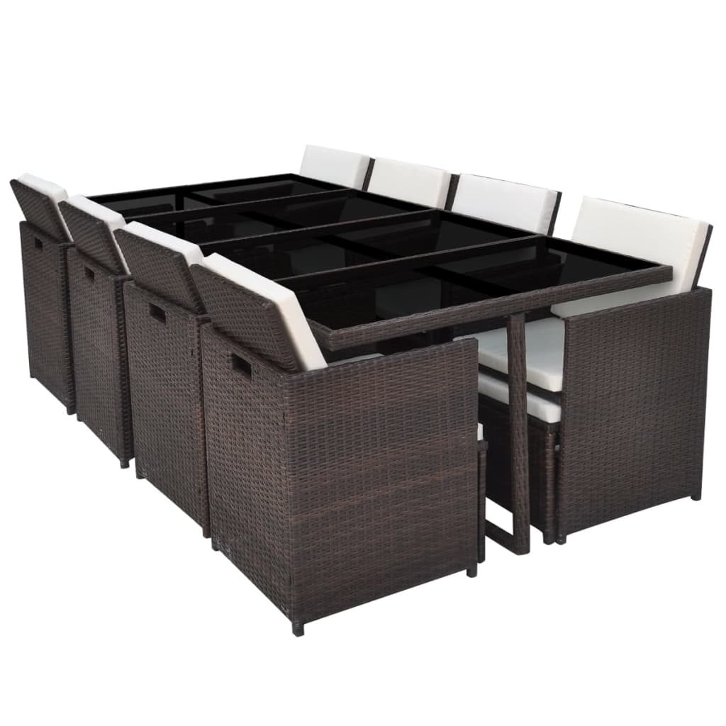 13 Piece Outdoor Dining Set with Cushions Poly Rattan Brown- Outdoor Furniture Sets - HomeShopIreland - Home Shop Ireland - Outdoor Furniture Sets - 13 Piece Outdoor Dining Set with Cushions Poly Rattan Brown