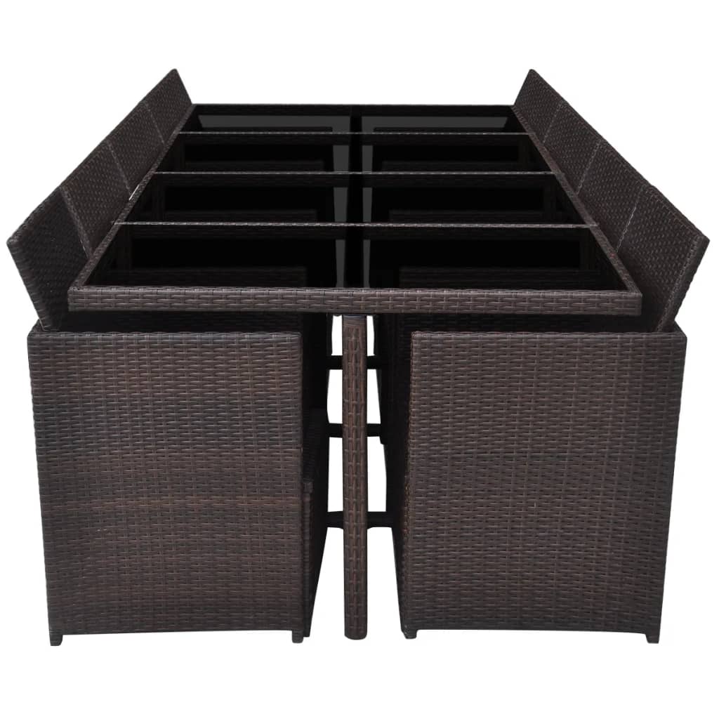 13 Piece Outdoor Dining Set with Cushions Poly Rattan Brown- Outdoor Furniture Sets - HomeShopIreland - Home Shop Ireland - Outdoor Furniture Sets - 13 Piece Outdoor Dining Set with Cushions Poly Rattan Brown