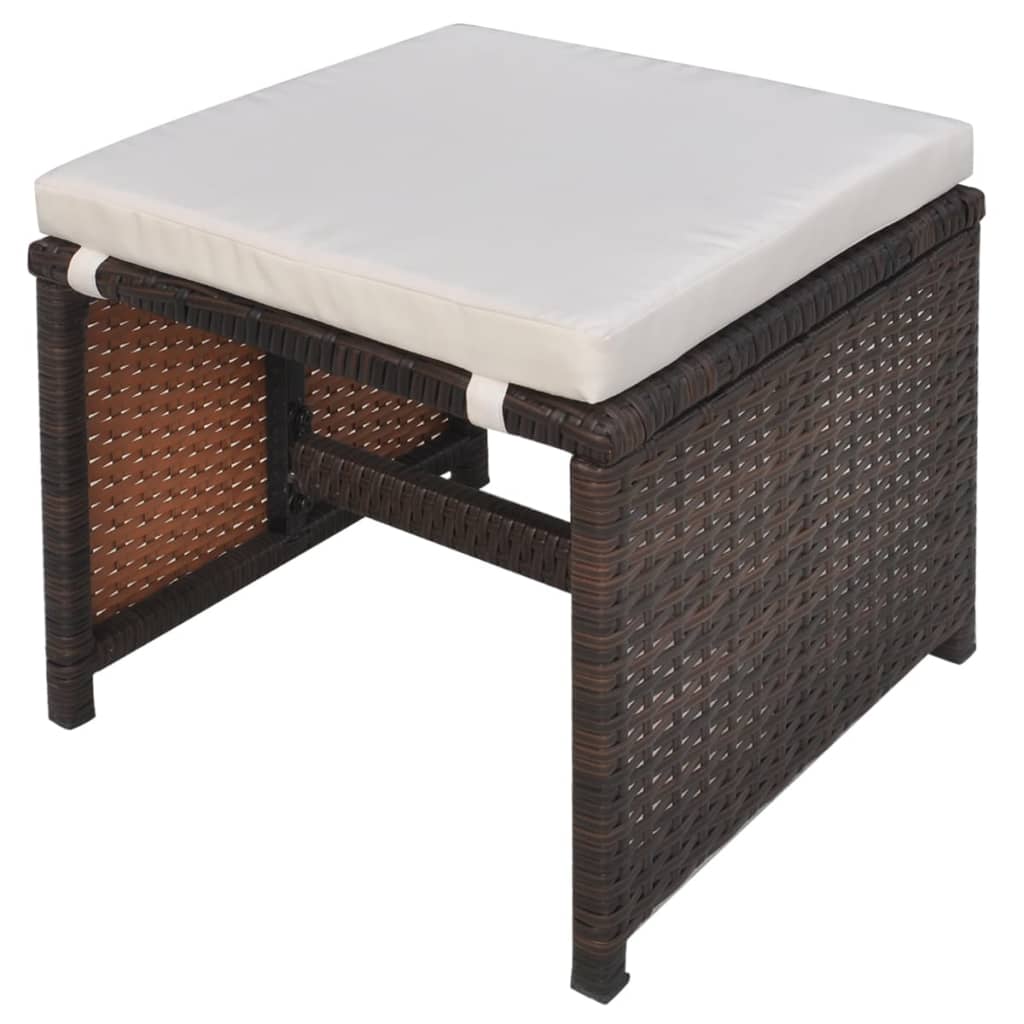13 Piece Outdoor Dining Set with Cushions Poly Rattan Brown- Outdoor Furniture Sets - HomeShopIreland - Home Shop Ireland - Outdoor Furniture Sets - 13 Piece Outdoor Dining Set with Cushions Poly Rattan Brown