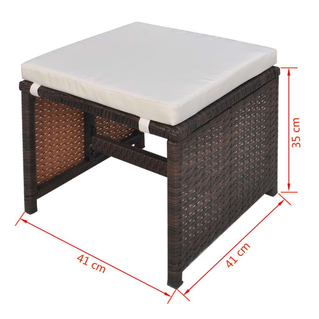 13 Piece Outdoor Dining Set with Cushions Poly Rattan Brown- Outdoor Furniture Sets - HomeShopIreland - Home Shop Ireland - Outdoor Furniture Sets - 13 Piece Outdoor Dining Set with Cushions Poly Rattan Brown