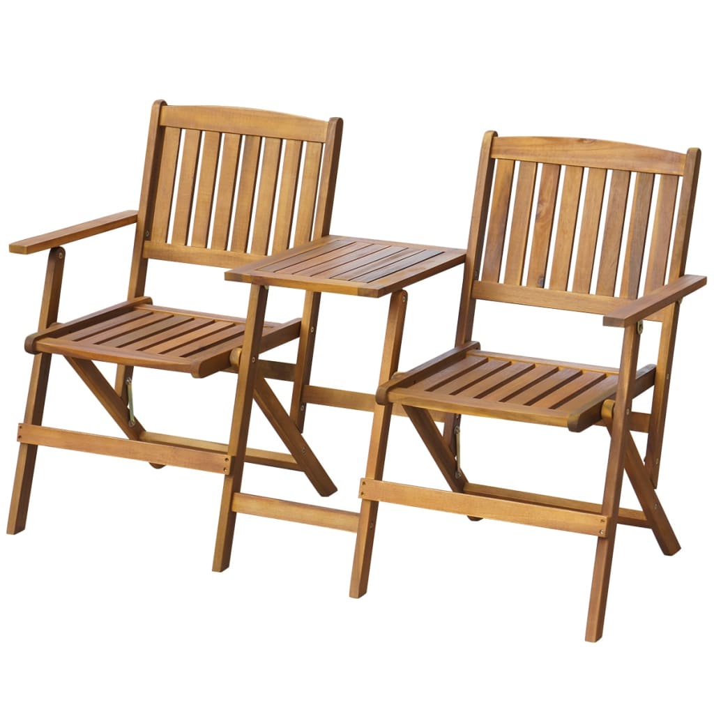 Folding Garden Bench with Tea Table 140 cm Solid Acacia Wood- Outdoor Benches - HomeShopIreland - Home Shop Ireland - Outdoor Benches - Folding Garden Bench with Tea Table 140 cm Solid Acacia Wood
