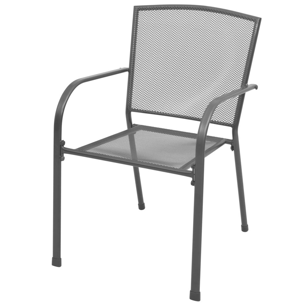 Stackable Garden Chairs 2 pcs Steel Grey- Outdoor Chairs - HomeShopIreland - Home Shop Ireland - Outdoor Chairs - Stackable Garden Chairs 2 pcs Steel Grey