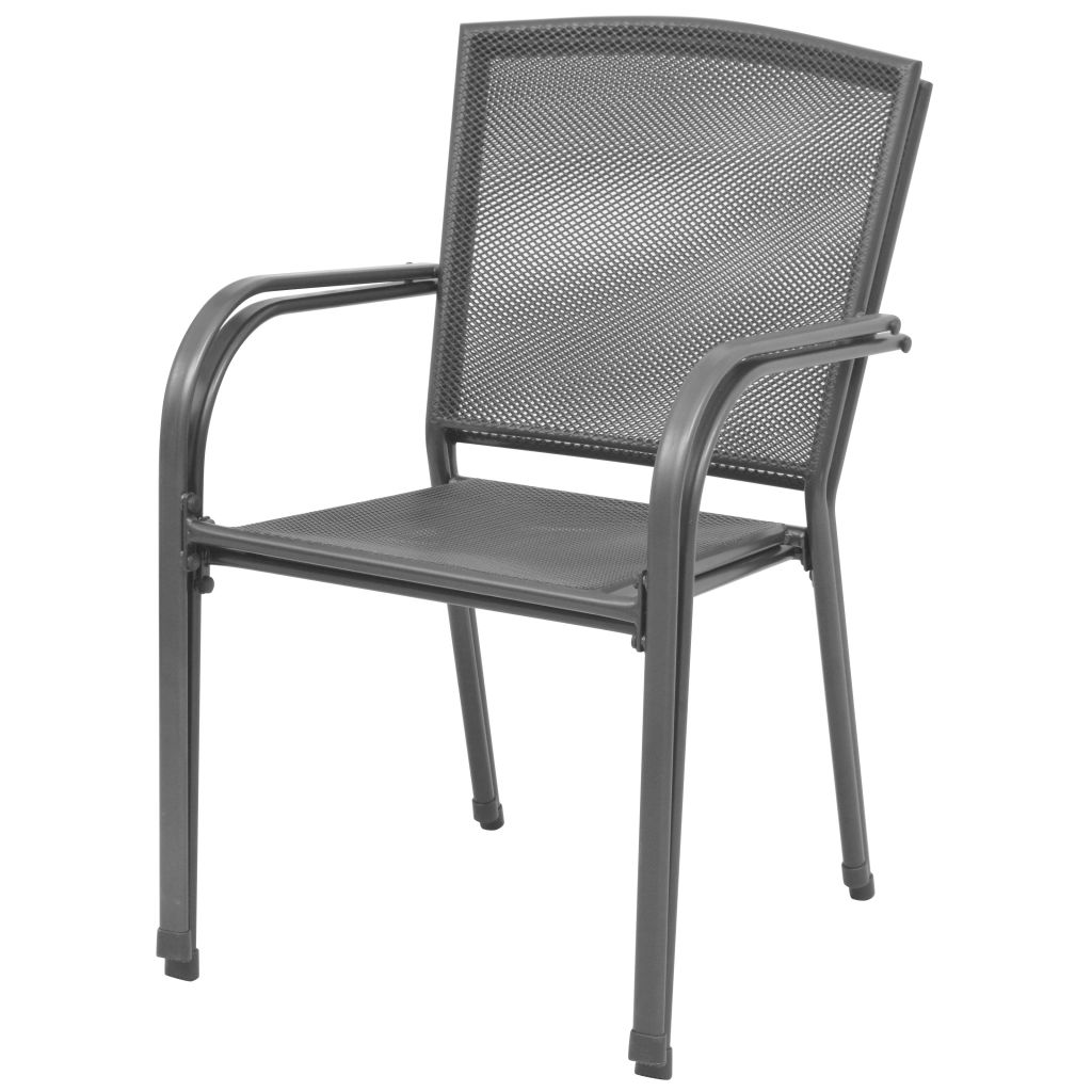 Stackable Garden Chairs 2 pcs Steel Grey- Outdoor Chairs - HomeShopIreland - Home Shop Ireland - Outdoor Chairs - Stackable Garden Chairs 2 pcs Steel Grey