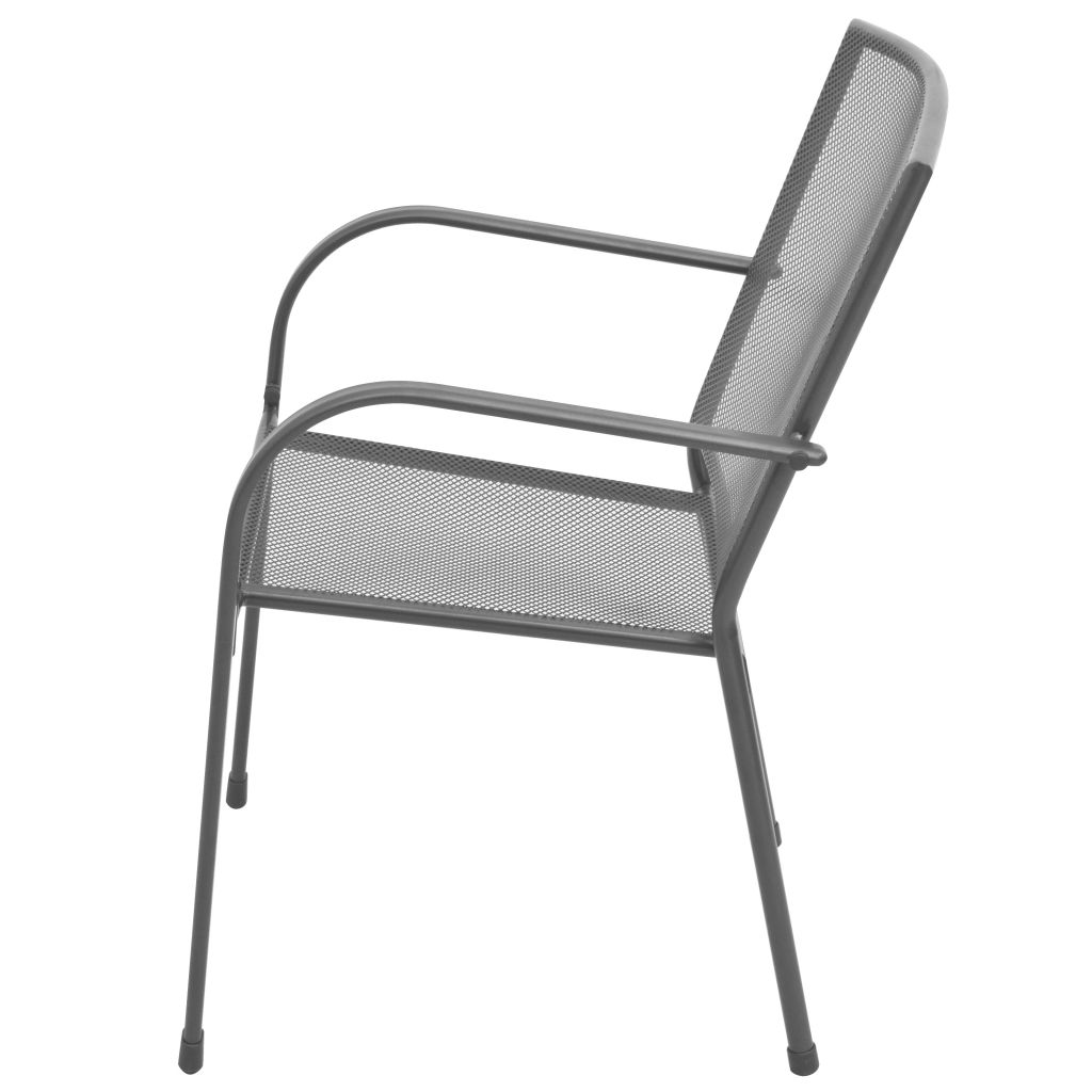 Stackable Garden Chairs 2 pcs Steel Grey- Outdoor Chairs - HomeShopIreland - Home Shop Ireland - Outdoor Chairs - Stackable Garden Chairs 2 pcs Steel Grey