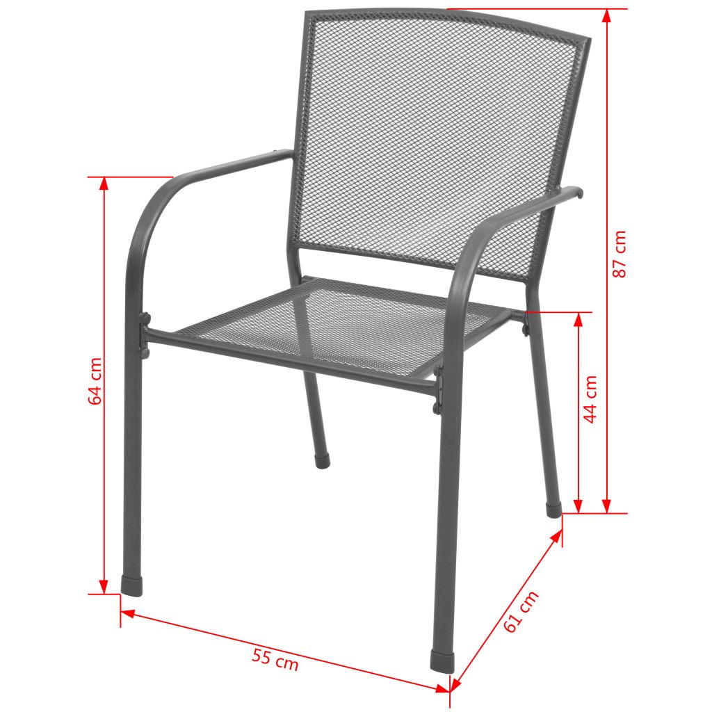Stackable Garden Chairs 2 pcs Steel Grey- Outdoor Chairs - HomeShopIreland - Home Shop Ireland - Outdoor Chairs - Stackable Garden Chairs 2 pcs Steel Grey