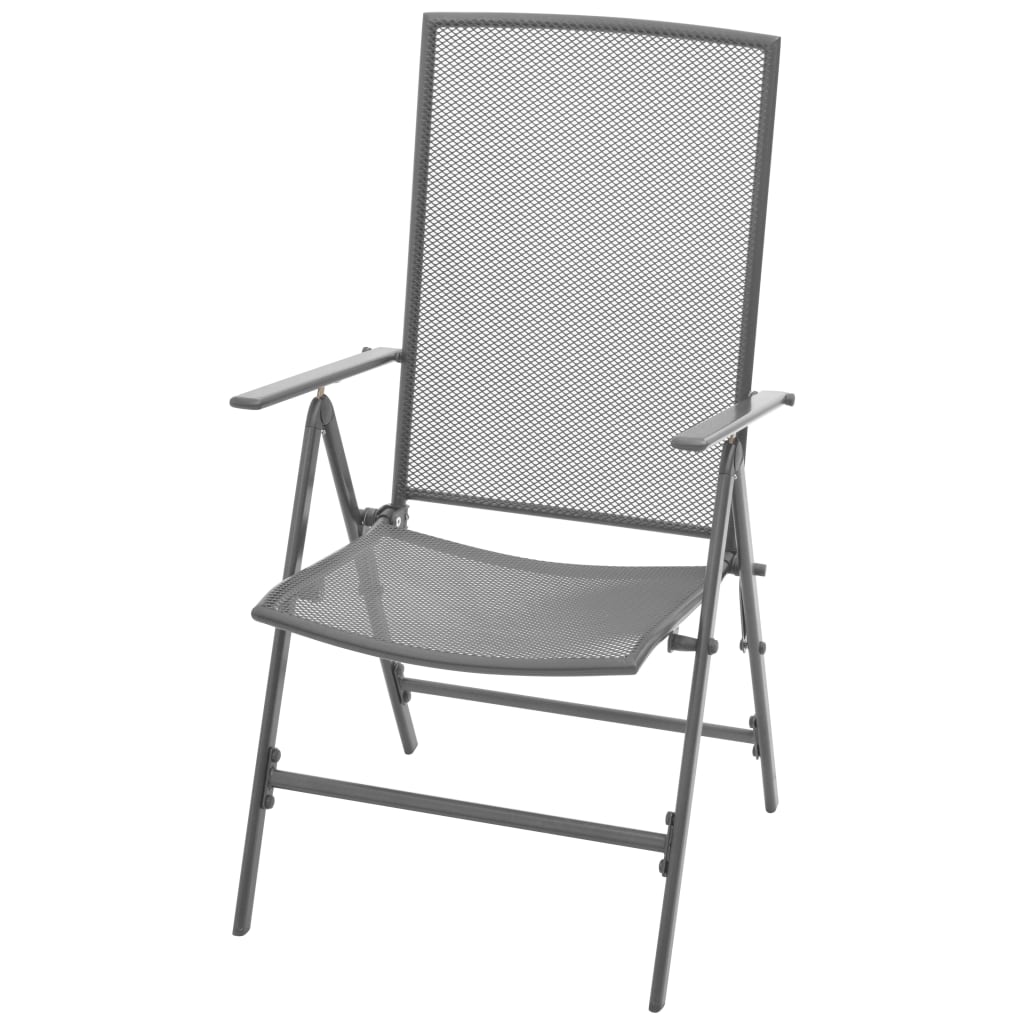Stackable Garden Chairs 2 pcs Steel Grey- Outdoor Chairs - HomeShopIreland - Home Shop Ireland - Outdoor Chairs - Stackable Garden Chairs 2 pcs Steel Grey