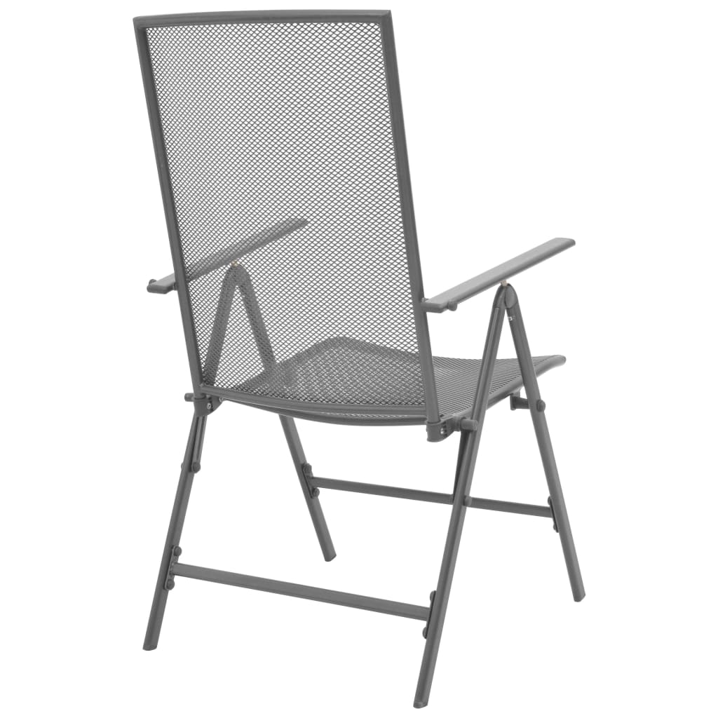 Stackable Garden Chairs 2 pcs Steel Grey- Outdoor Chairs - HomeShopIreland - Home Shop Ireland - Outdoor Chairs - Stackable Garden Chairs 2 pcs Steel Grey