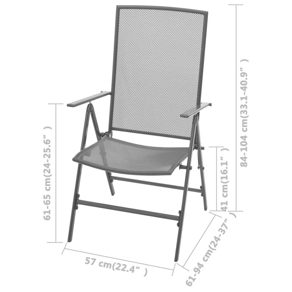 Stackable Garden Chairs 2 pcs Steel Grey- Outdoor Chairs - HomeShopIreland - Home Shop Ireland - Outdoor Chairs - Stackable Garden Chairs 2 pcs Steel Grey