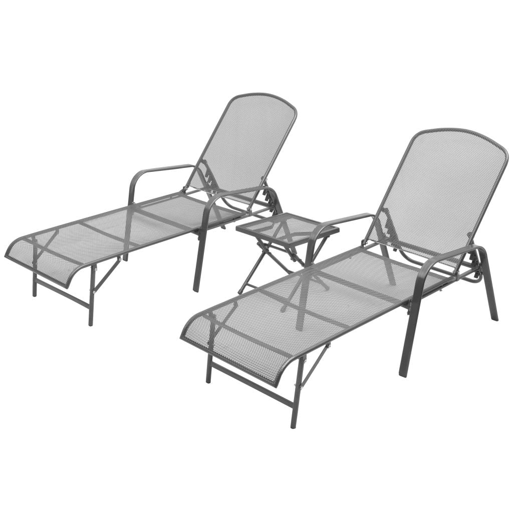 Sun Loungers 2 pcs with Table Steel Anthracite- Sunloungers - HomeShopIreland - Home Shop Ireland - Sunloungers - Sun Loungers 2 pcs with Table Steel Anthracite