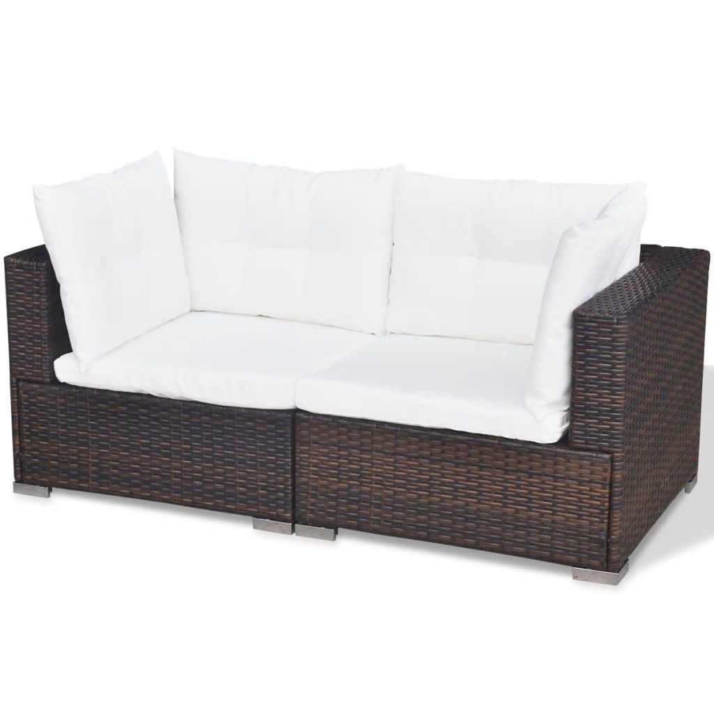5 Piece Garden Lounge Set with Cushions Poly Rattan Brown- Outdoor Furniture Sets - HomeShopIreland - Home Shop Ireland - Outdoor Furniture Sets - 5 Piece Garden Lounge Set with Cushions Poly Rattan Brown