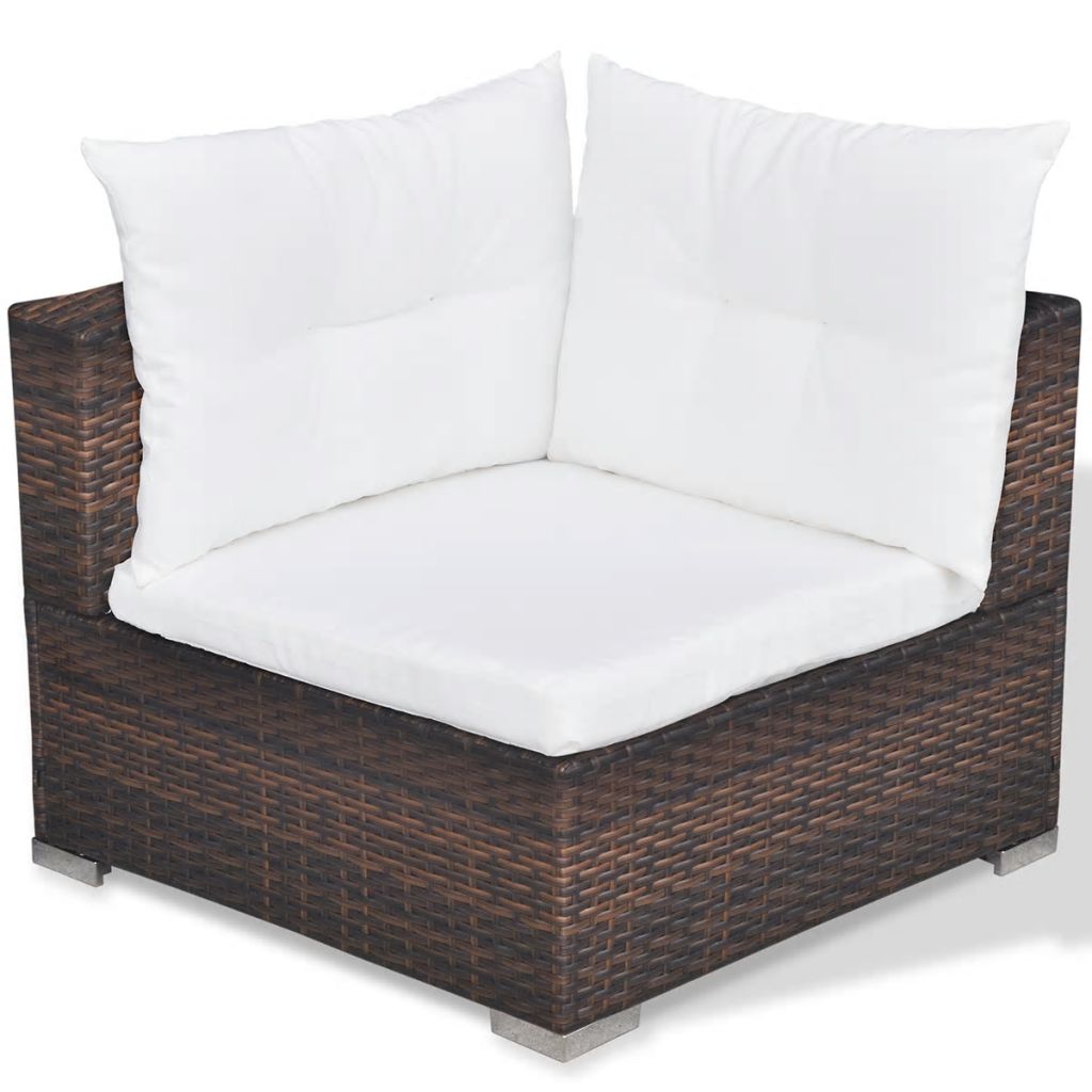 5 Piece Garden Lounge Set with Cushions Poly Rattan Brown- Outdoor Furniture Sets - HomeShopIreland - Home Shop Ireland - Outdoor Furniture Sets - 5 Piece Garden Lounge Set with Cushions Poly Rattan Brown