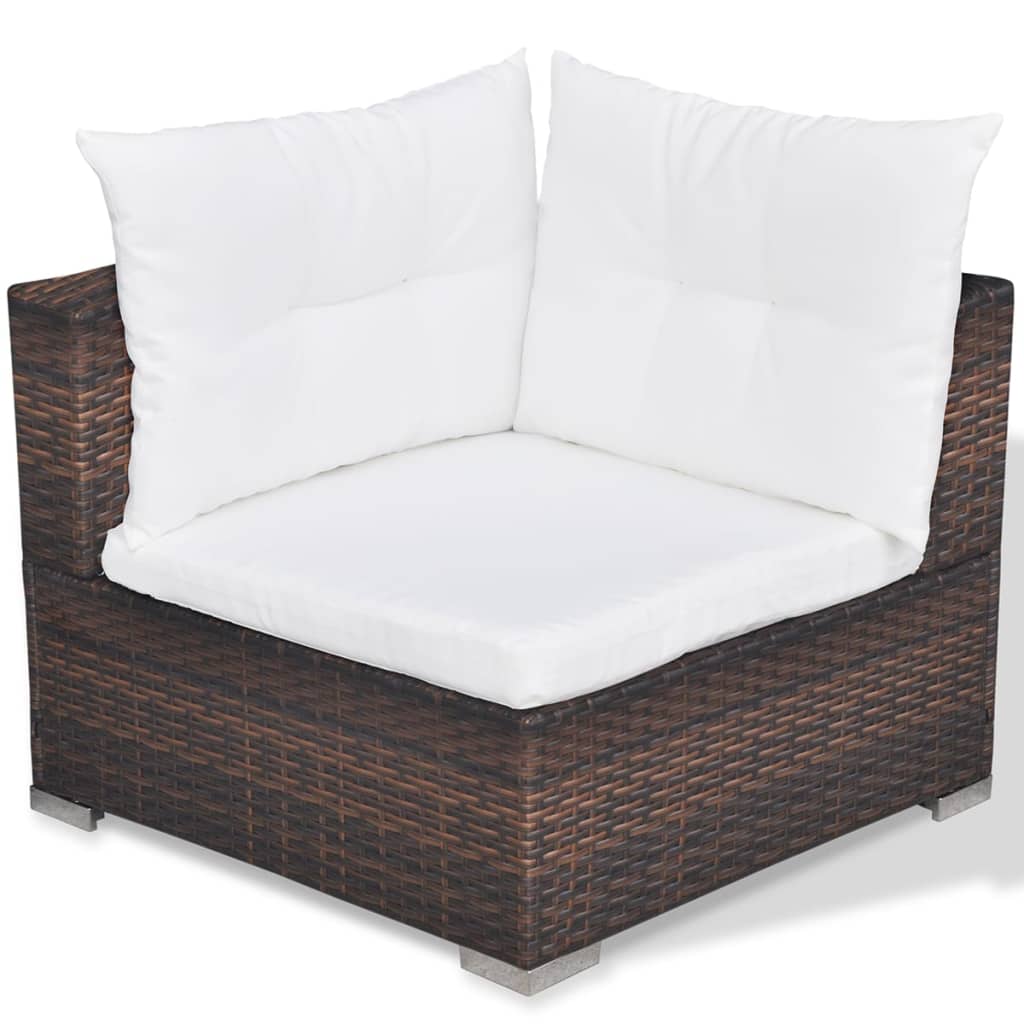 5 Piece Garden Lounge Set with Cushions Poly Rattan Brown- Outdoor Furniture Sets - HomeShopIreland - Home Shop Ireland - Outdoor Furniture Sets - 5 Piece Garden Lounge Set with Cushions Poly Rattan Brown