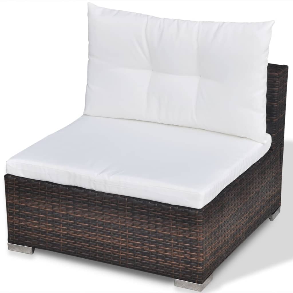 5 Piece Garden Lounge Set with Cushions Poly Rattan Brown- Outdoor Furniture Sets - HomeShopIreland - Home Shop Ireland - Outdoor Furniture Sets - 5 Piece Garden Lounge Set with Cushions Poly Rattan Brown
