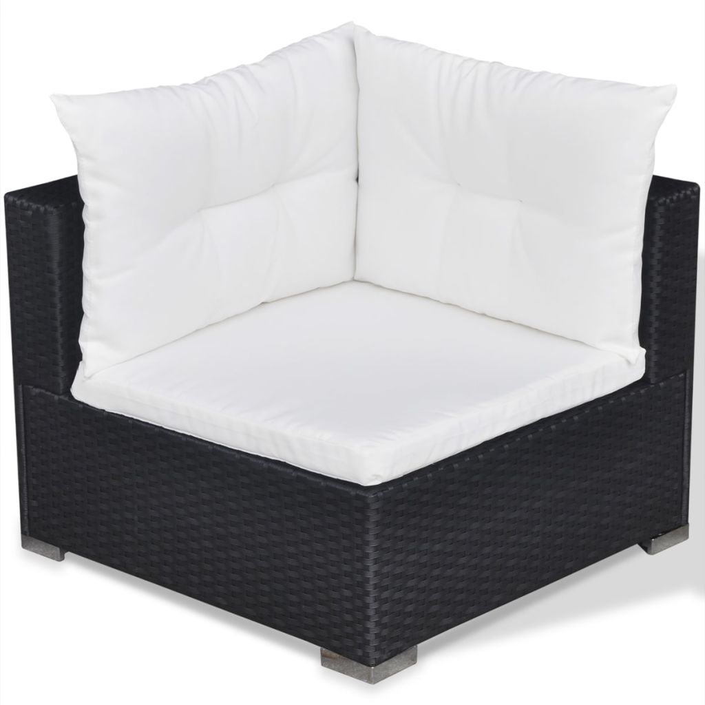 5 Piece Garden Lounge Set with Cushions Poly Rattan Black- Outdoor Furniture Sets - HomeShopIreland - Home Shop Ireland - Outdoor Furniture Sets - 5 Piece Garden Lounge Set with Cushions Poly Rattan Black