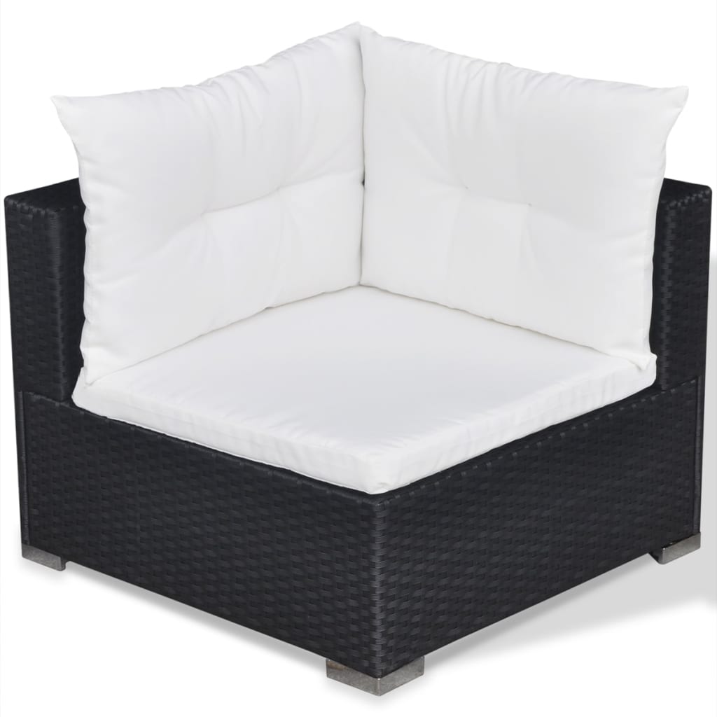 5 Piece Garden Lounge Set with Cushions Poly Rattan Black- Outdoor Furniture Sets - HomeShopIreland - Home Shop Ireland - Outdoor Furniture Sets - 5 Piece Garden Lounge Set with Cushions Poly Rattan Black