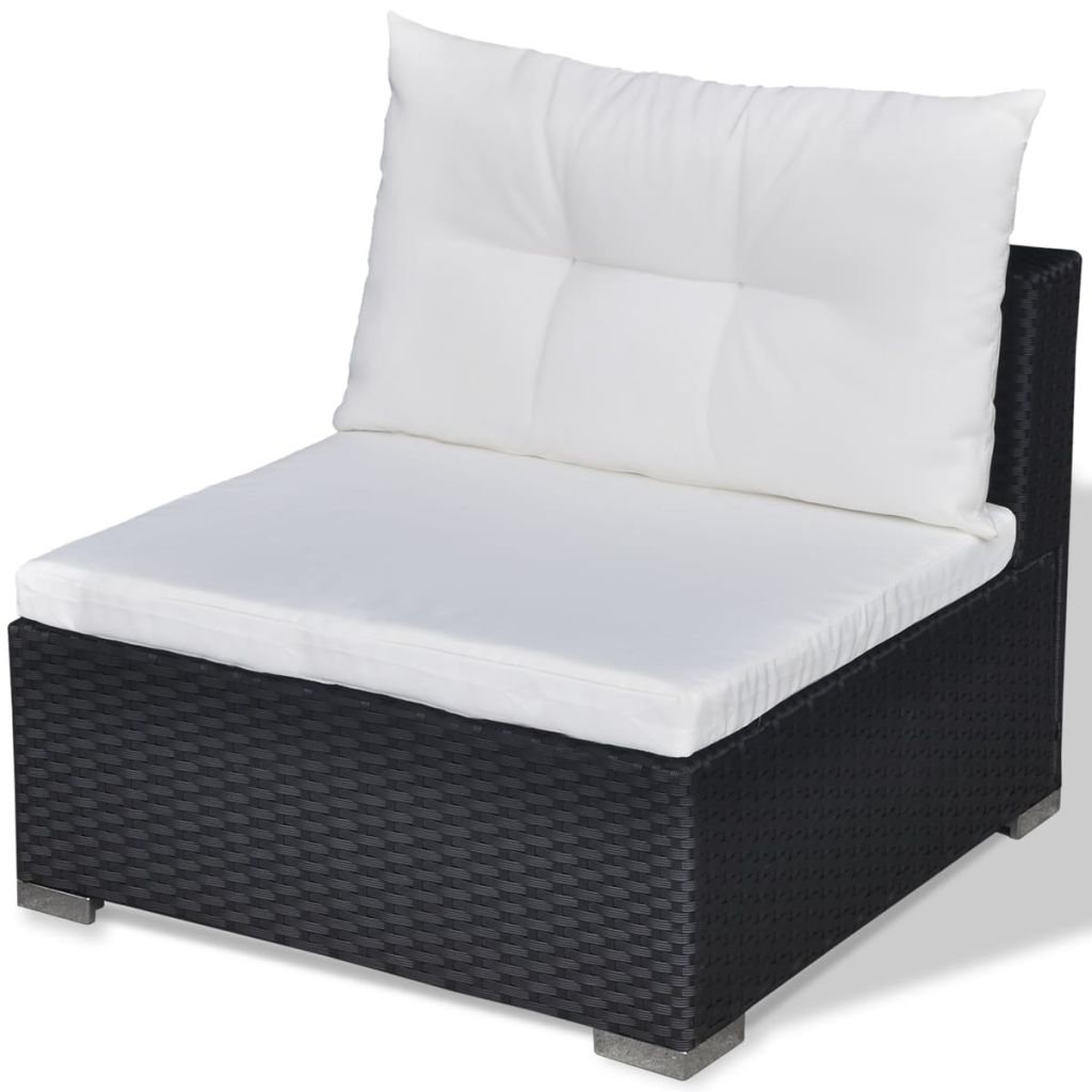 5 Piece Garden Lounge Set with Cushions Poly Rattan Black- Outdoor Furniture Sets - HomeShopIreland - Home Shop Ireland - Outdoor Furniture Sets - 5 Piece Garden Lounge Set with Cushions Poly Rattan Black