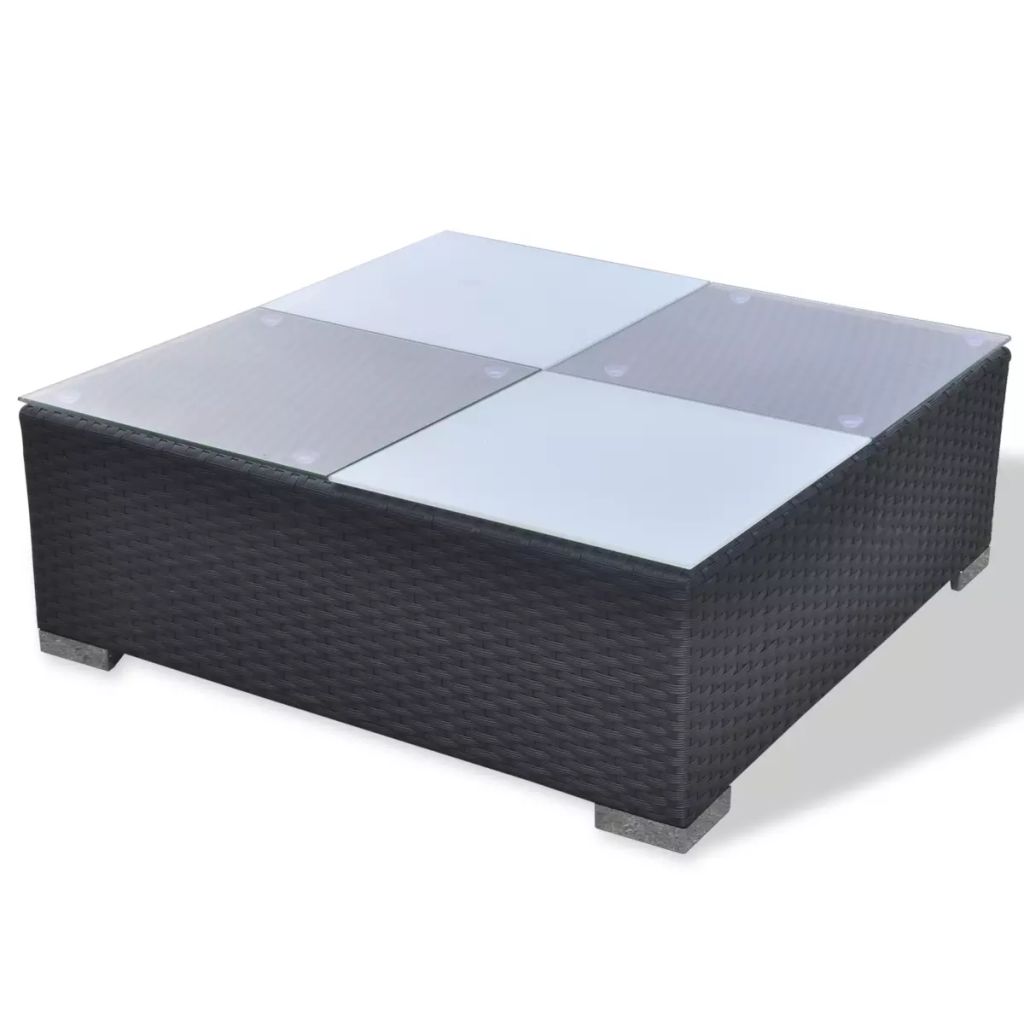 5 Piece Garden Lounge Set with Cushions Poly Rattan Black- Outdoor Furniture Sets - HomeShopIreland - Home Shop Ireland - Outdoor Furniture Sets - 5 Piece Garden Lounge Set with Cushions Poly Rattan Black