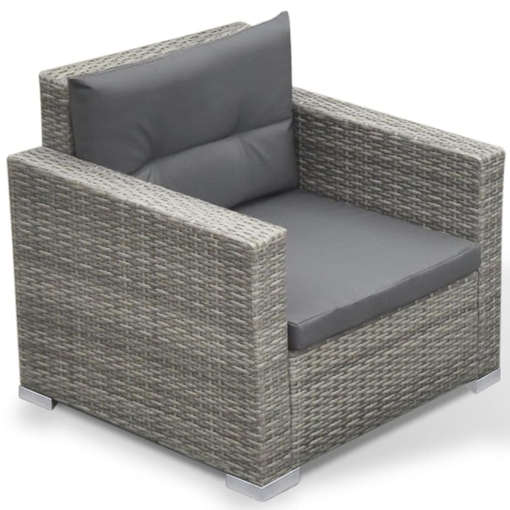 6 Piece Garden Lounge Set with Cushions Poly Rattan Grey- Outdoor Furniture Sets - HomeShopIreland - Home Shop Ireland - Outdoor Furniture Sets - 6 Piece Garden Lounge Set with Cushions Poly Rattan Grey