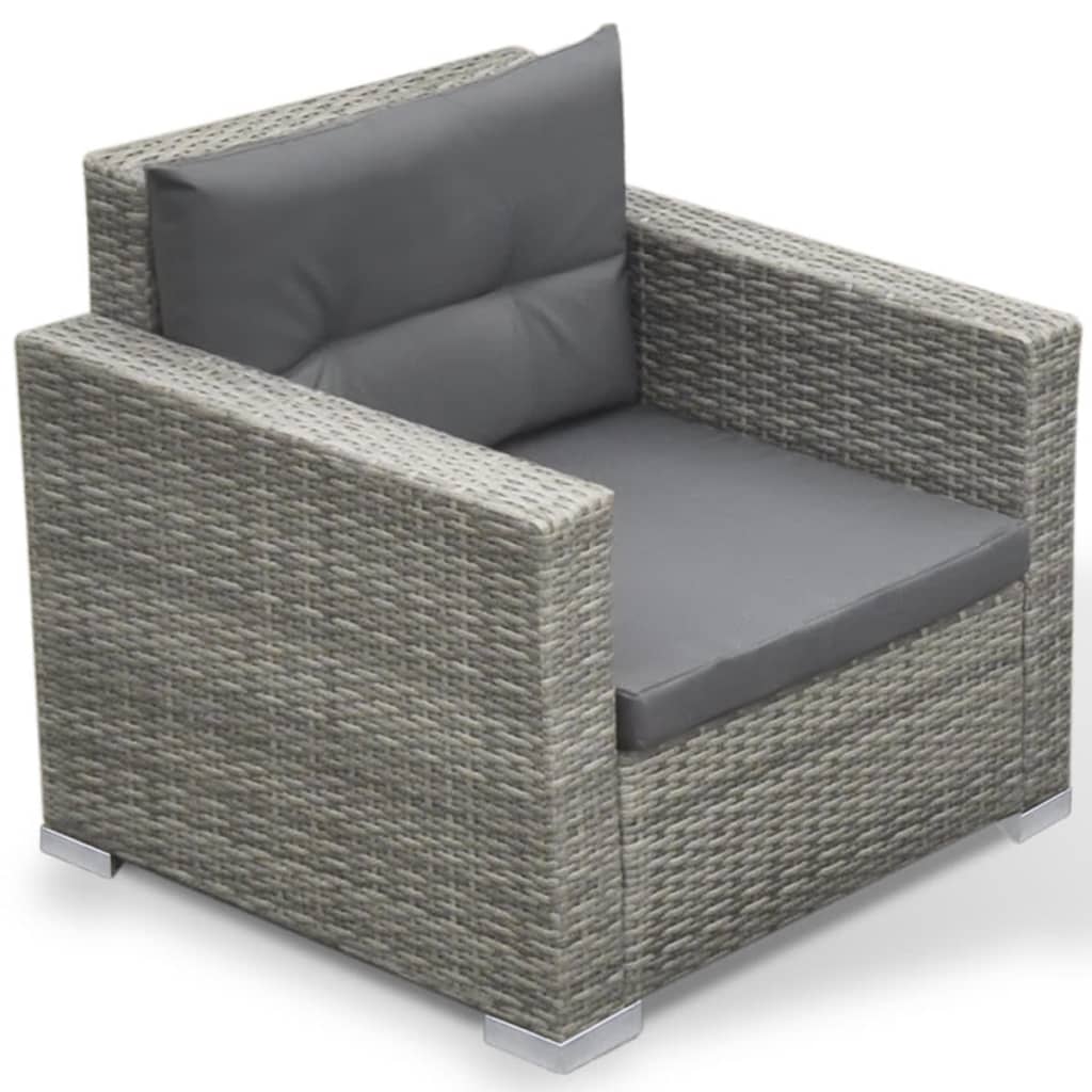 6 Piece Garden Lounge Set with Cushions Poly Rattan Grey- Outdoor Furniture Sets - HomeShopIreland - Home Shop Ireland - Outdoor Furniture Sets - 6 Piece Garden Lounge Set with Cushions Poly Rattan Grey