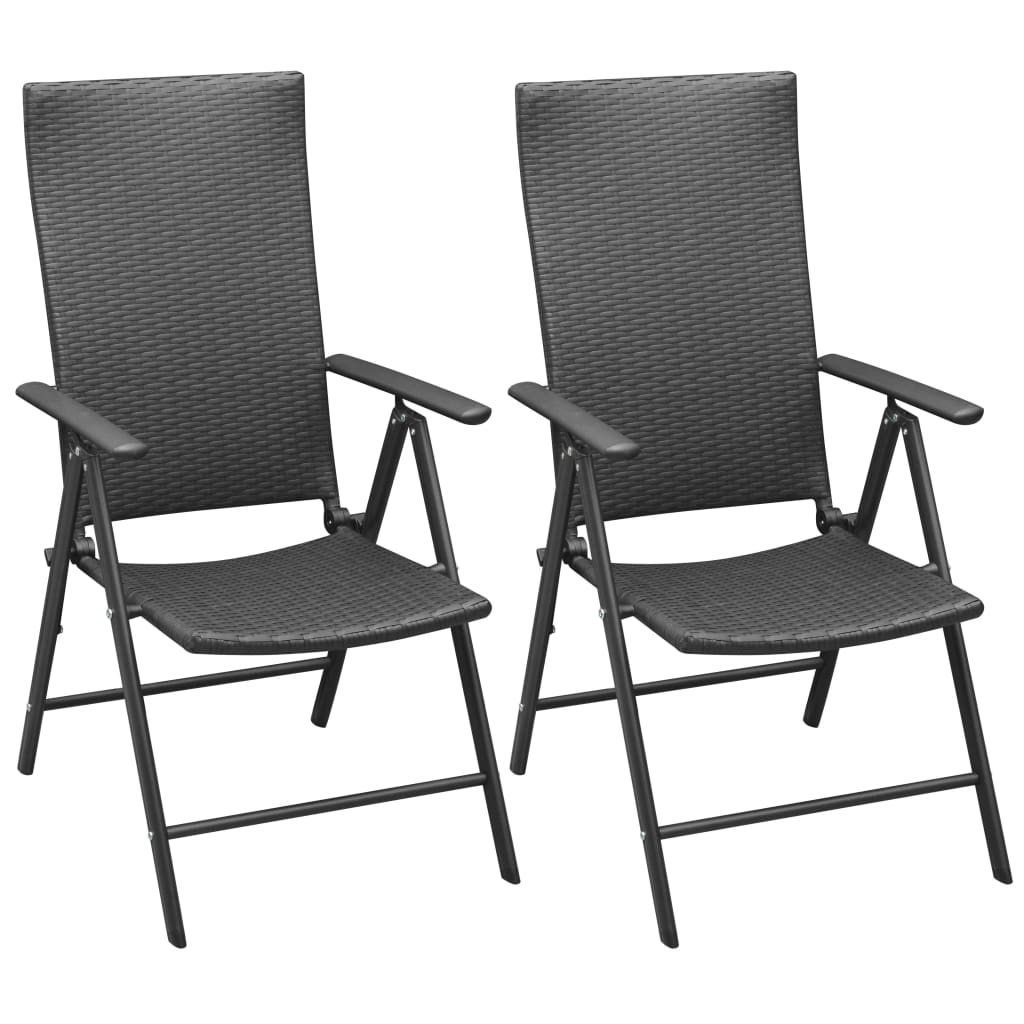 Stackable Garden Chairs 2 pcs Poly Rattan Black- Outdoor Chairs - HomeShopIreland - Home Shop Ireland - Outdoor Chairs - Stackable Garden Chairs 2 pcs Poly Rattan Black
