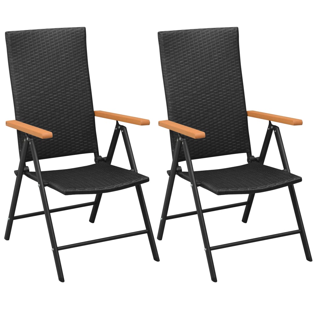 Stackable Garden Chairs 2 pcs Poly Rattan Black- Outdoor Chairs - HomeShopIreland - Home Shop Ireland - Outdoor Chairs - Stackable Garden Chairs 2 pcs Poly Rattan Black