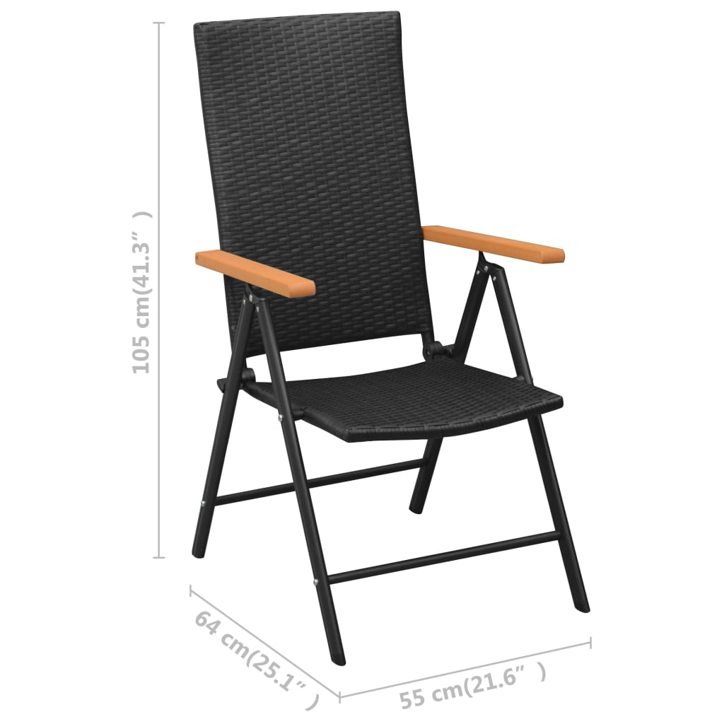 Stackable Garden Chairs 2 pcs Poly Rattan Black- Outdoor Chairs - HomeShopIreland - Home Shop Ireland - Outdoor Chairs - Stackable Garden Chairs 2 pcs Poly Rattan Black