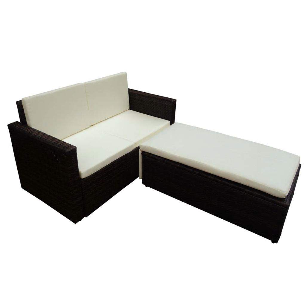 2 Piece Garden Lounge Set with Cushions Poly Rattan Brown- Outdoor Furniture Sets - HomeShopIreland - Home Shop Ireland - Outdoor Furniture Sets - 2 Piece Garden Lounge Set with Cushions Poly Rattan Brown