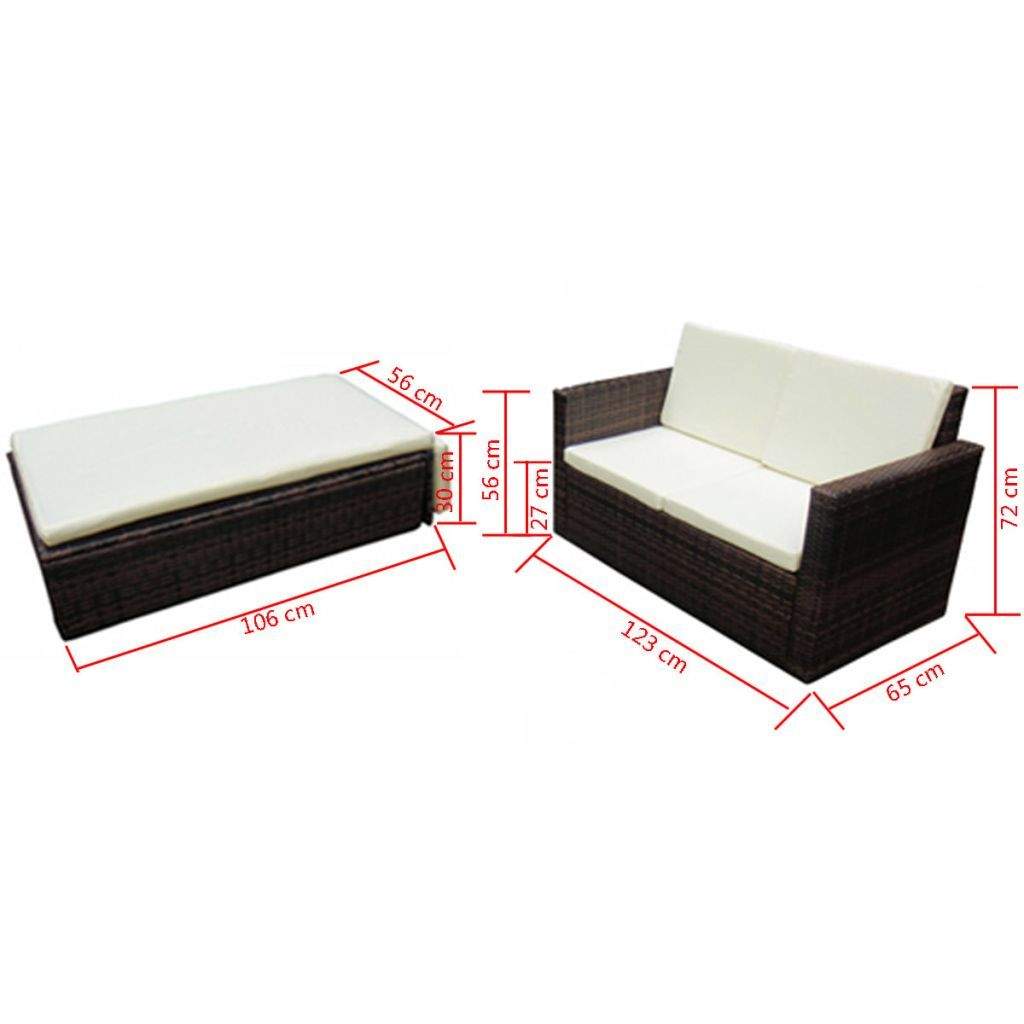 2 Piece Garden Lounge Set with Cushions Poly Rattan Brown- Outdoor Furniture Sets - HomeShopIreland - Home Shop Ireland - Outdoor Furniture Sets - 2 Piece Garden Lounge Set with Cushions Poly Rattan Brown