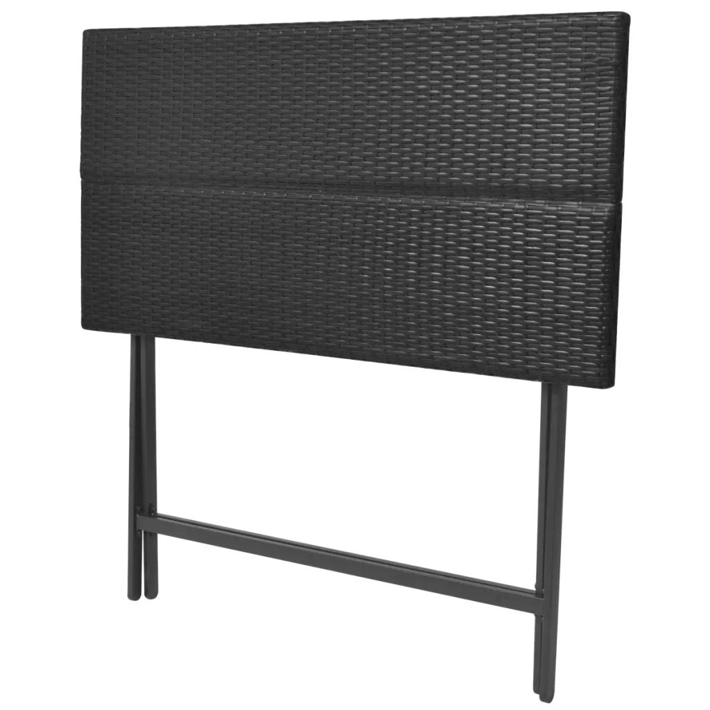 7 Piece Folding Outdoor Dining Set Steel Poly Rattan Black- Outdoor Furniture Sets - HomeShopIreland - Home Shop Ireland - Outdoor Furniture Sets - 7 Piece Folding Outdoor Dining Set Steel Poly Rattan Black