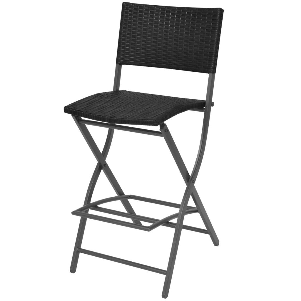 7 Piece Folding Outdoor Dining Set Steel Poly Rattan Black- Outdoor Furniture Sets - HomeShopIreland - Home Shop Ireland - Outdoor Furniture Sets - 7 Piece Folding Outdoor Dining Set Steel Poly Rattan Black