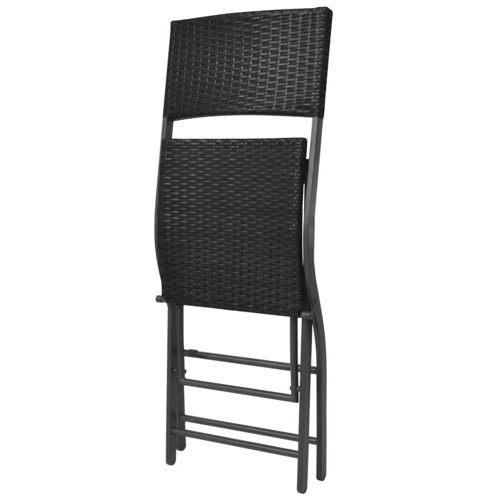 7 Piece Folding Outdoor Dining Set Steel Poly Rattan Black- Outdoor Furniture Sets - HomeShopIreland - Home Shop Ireland - Outdoor Furniture Sets - 7 Piece Folding Outdoor Dining Set Steel Poly Rattan Black