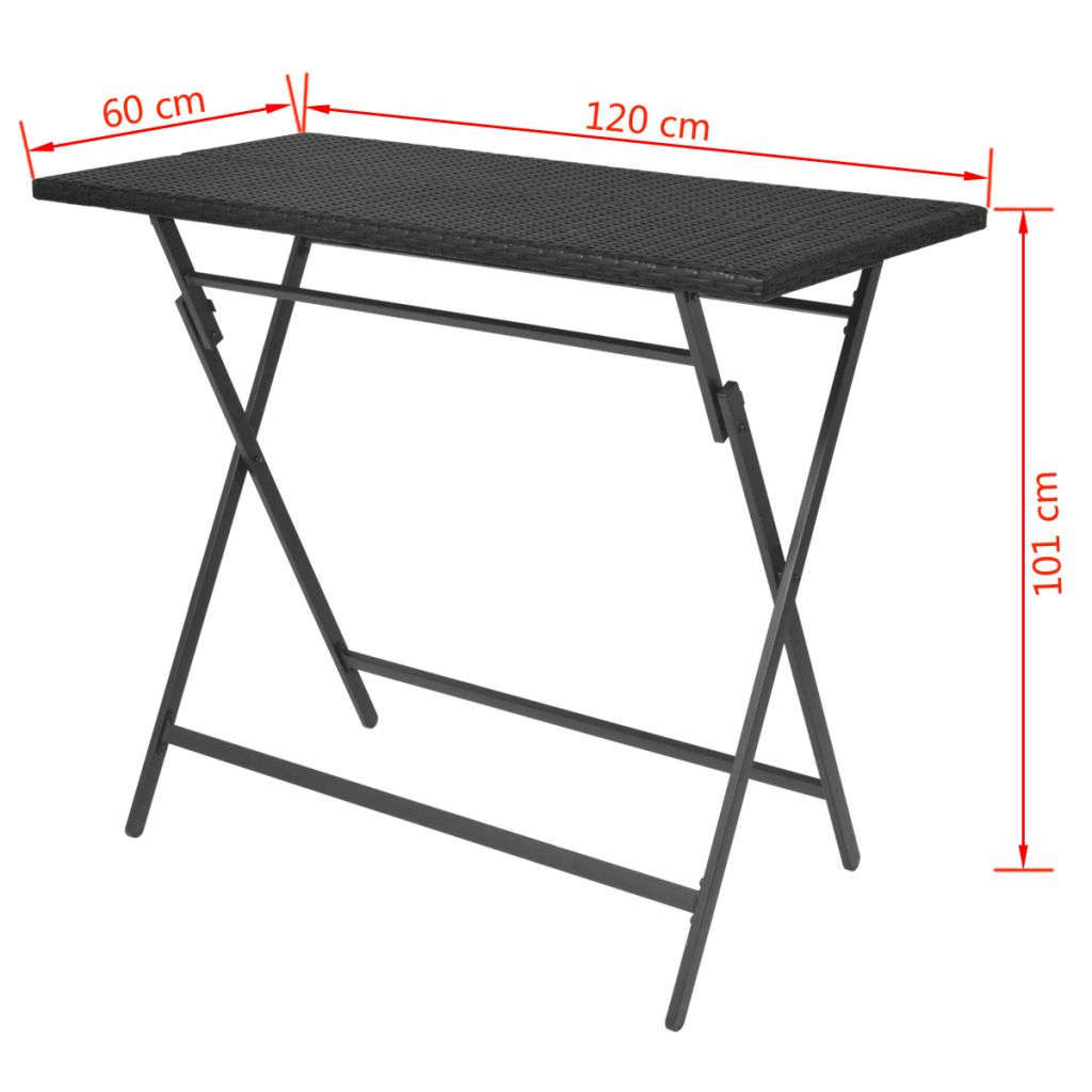 7 Piece Folding Outdoor Dining Set Steel Poly Rattan Black- Outdoor Furniture Sets - HomeShopIreland - Home Shop Ireland - Outdoor Furniture Sets - 7 Piece Folding Outdoor Dining Set Steel Poly Rattan Black