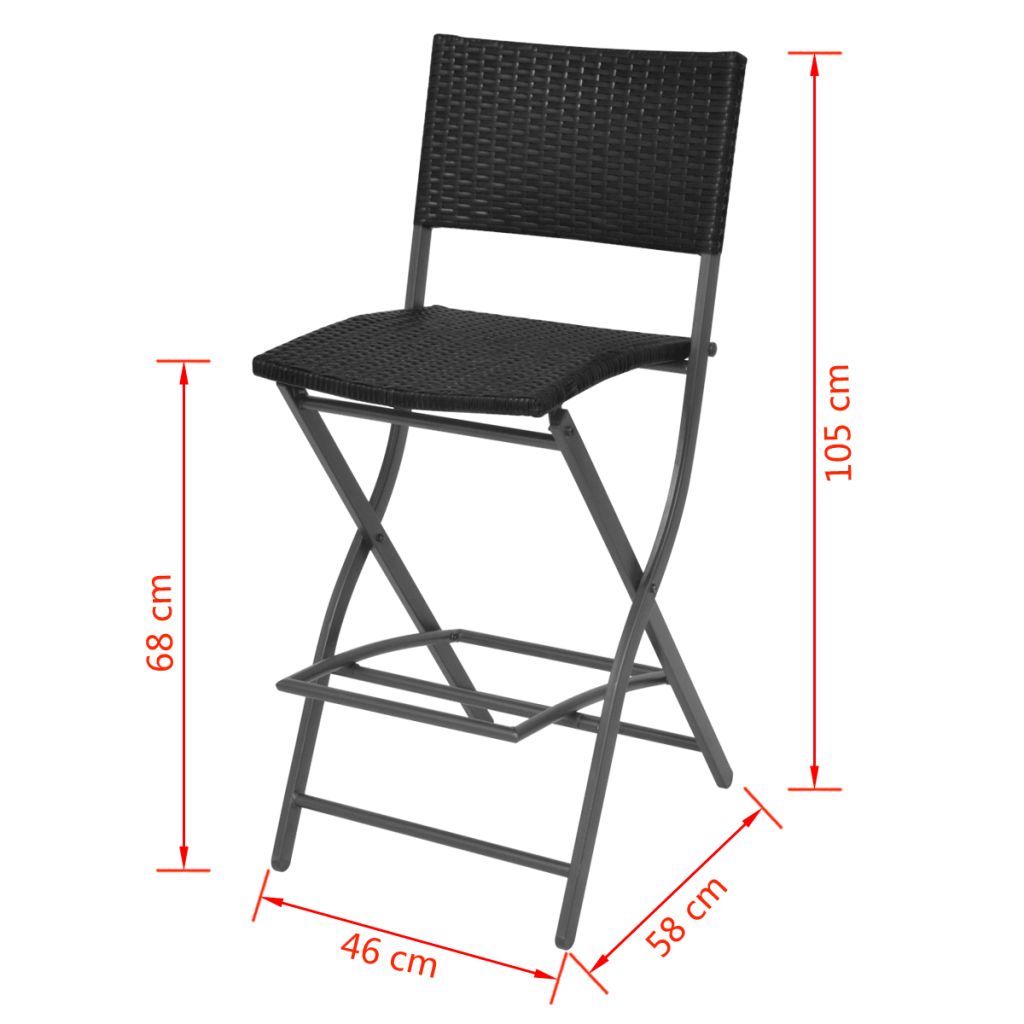 7 Piece Folding Outdoor Dining Set Steel Poly Rattan Black- Outdoor Furniture Sets - HomeShopIreland - Home Shop Ireland - Outdoor Furniture Sets - 7 Piece Folding Outdoor Dining Set Steel Poly Rattan Black